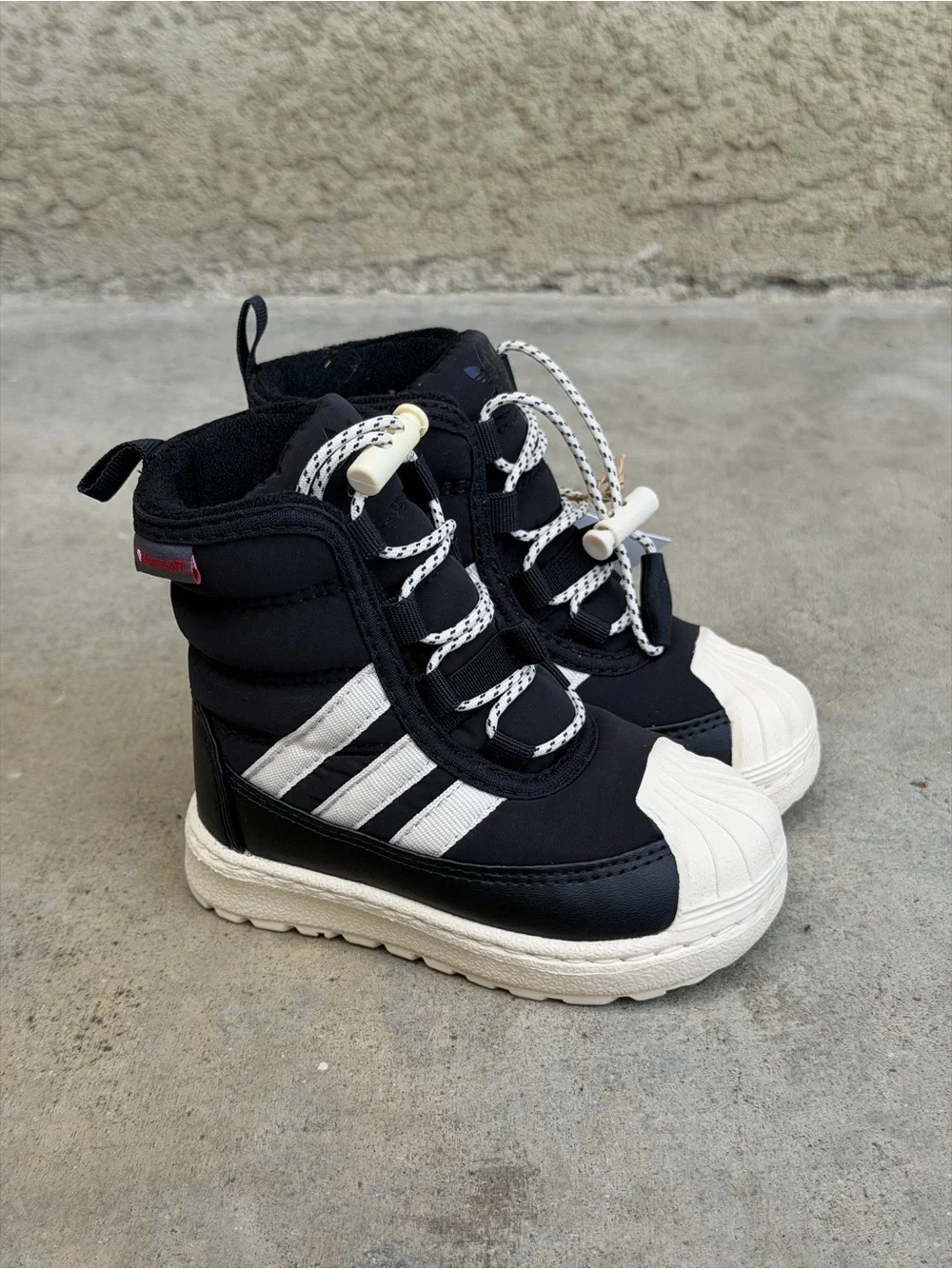 Adidas Kids Black & White Winter Superstar 360 Boot Sneaker Toddler 4k
